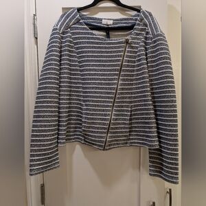 Lou & Grey Striped Jacquard Knit Moto Jacket,XL